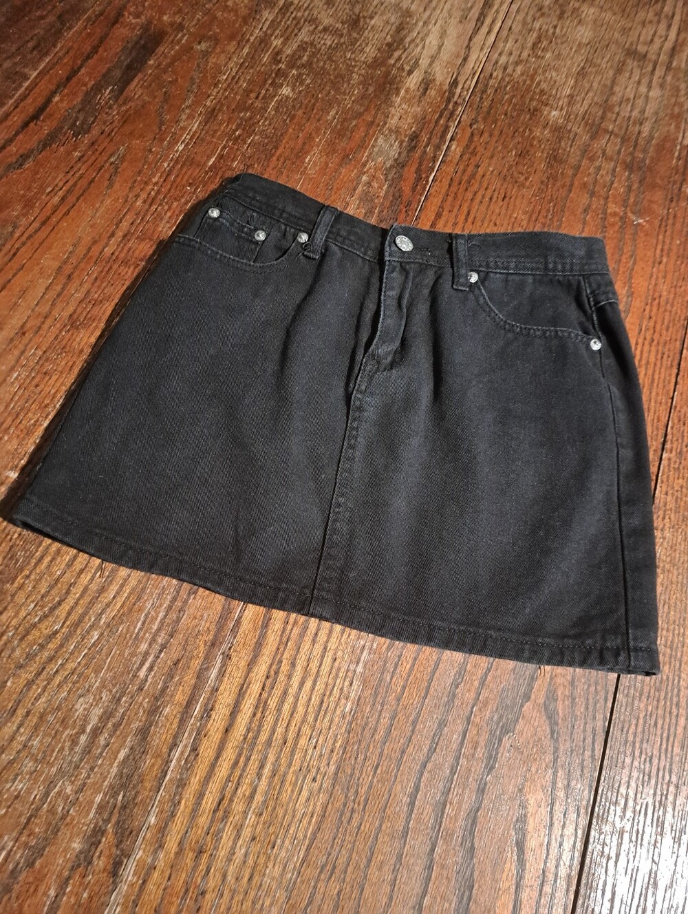 Size 6 Black Denim Jean Mini Skirt Casual Short Micro Mini Skirt